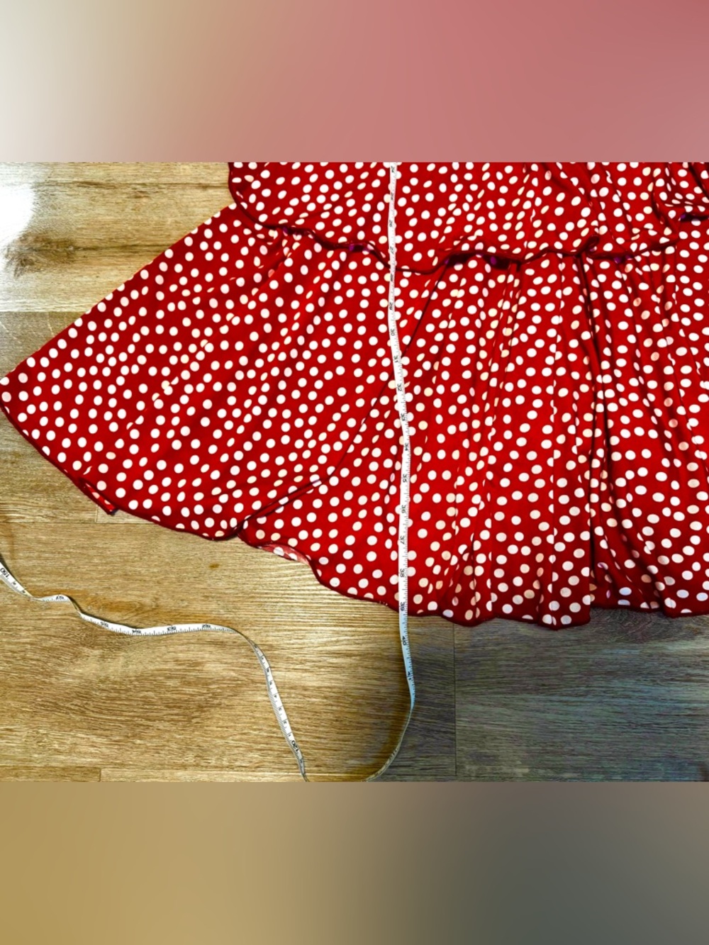 red white polka dot flamenco dance baile skirt Spanish skirt size small stretchy - Picture 2 of 4